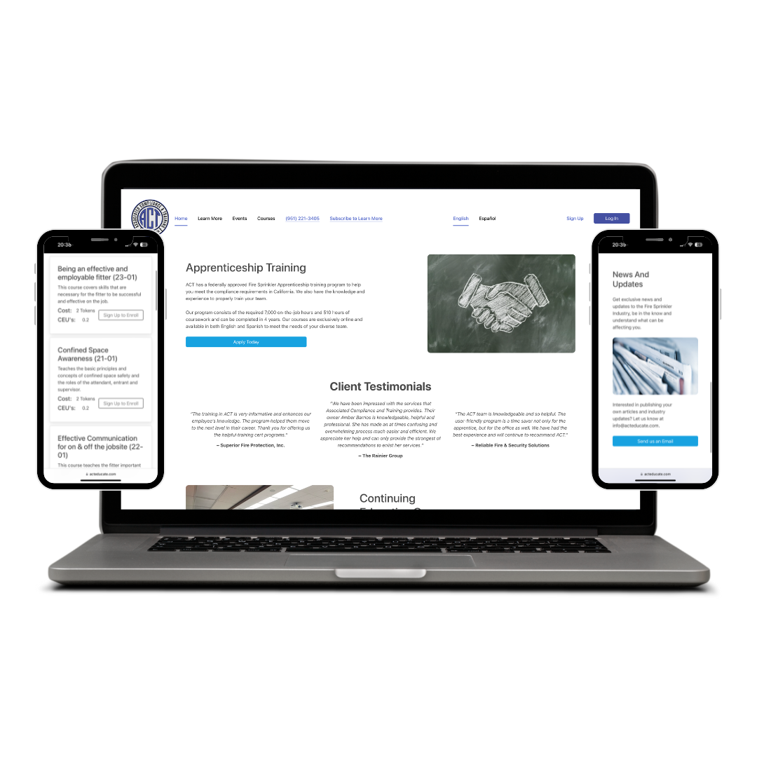 Screenshot of the ACT Educate project by Babbage LLC - a Absorb, React, Express, Postgres, Heroku solution