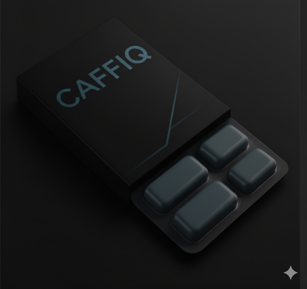 Caffiq Energy Gum - Elegant black box with premium branding