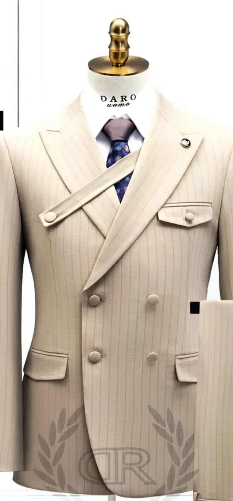 Ivory Pinstripe Double‑Breasted Suit