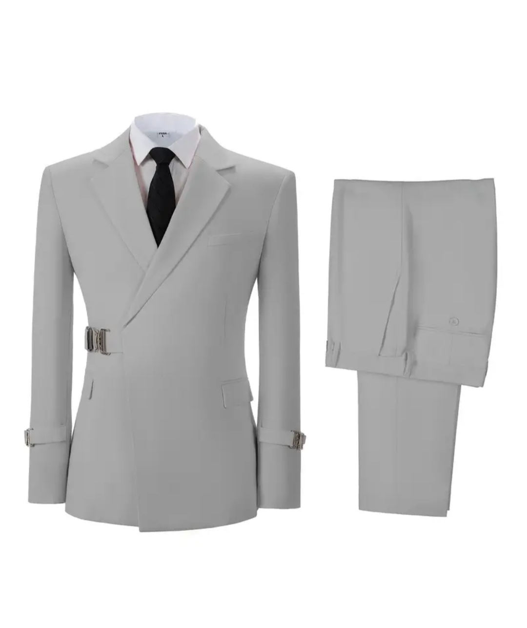 Light Grey Buckle Wrap Suit