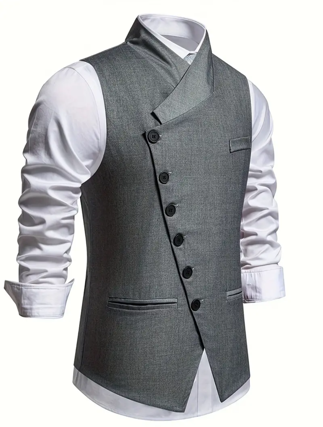 Asymmetric Stand‑Collar Vest