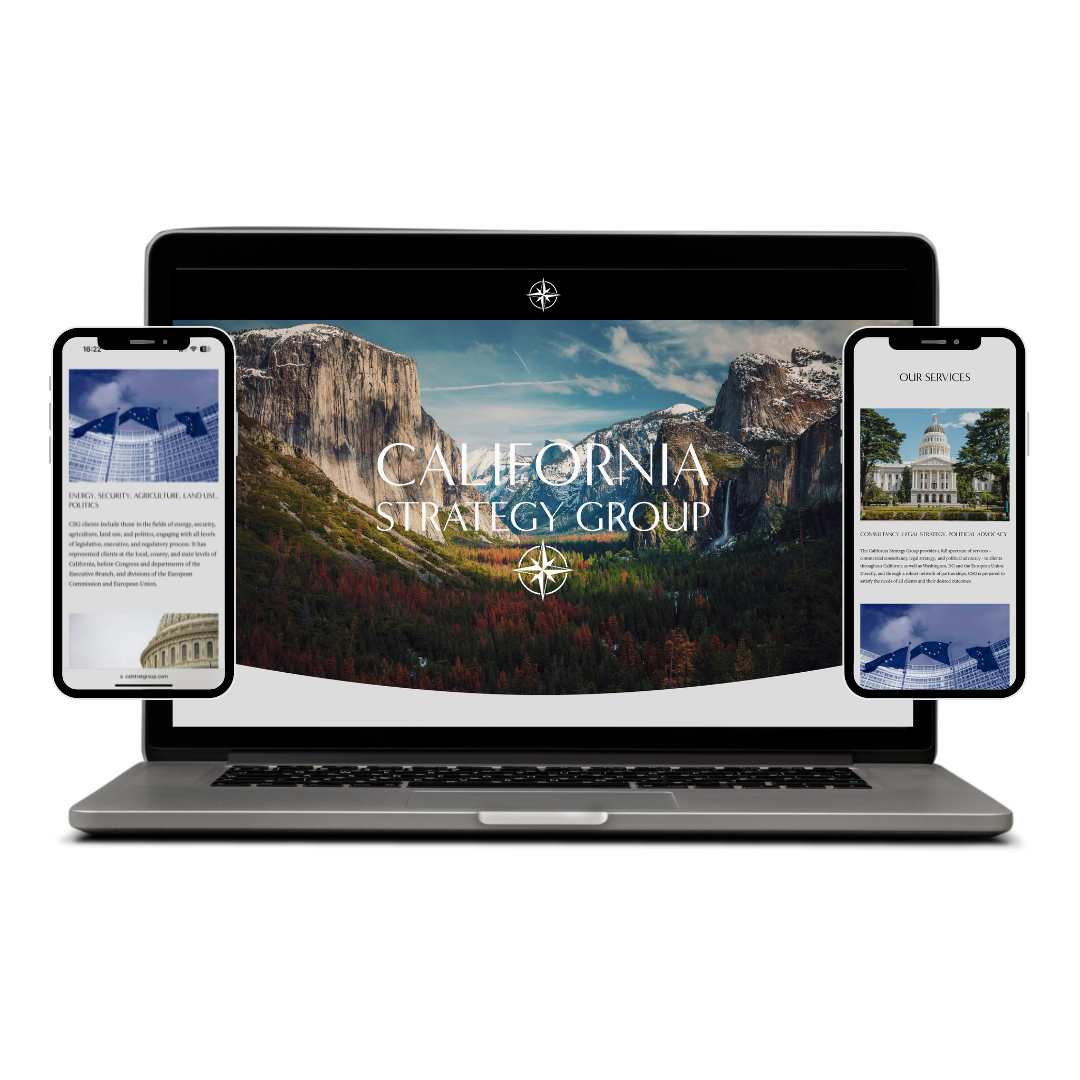 Screenshot of the California Policy & Strategy Group project by Babbage LLC - a Squarespace, PHP, Javascript, HTML solution