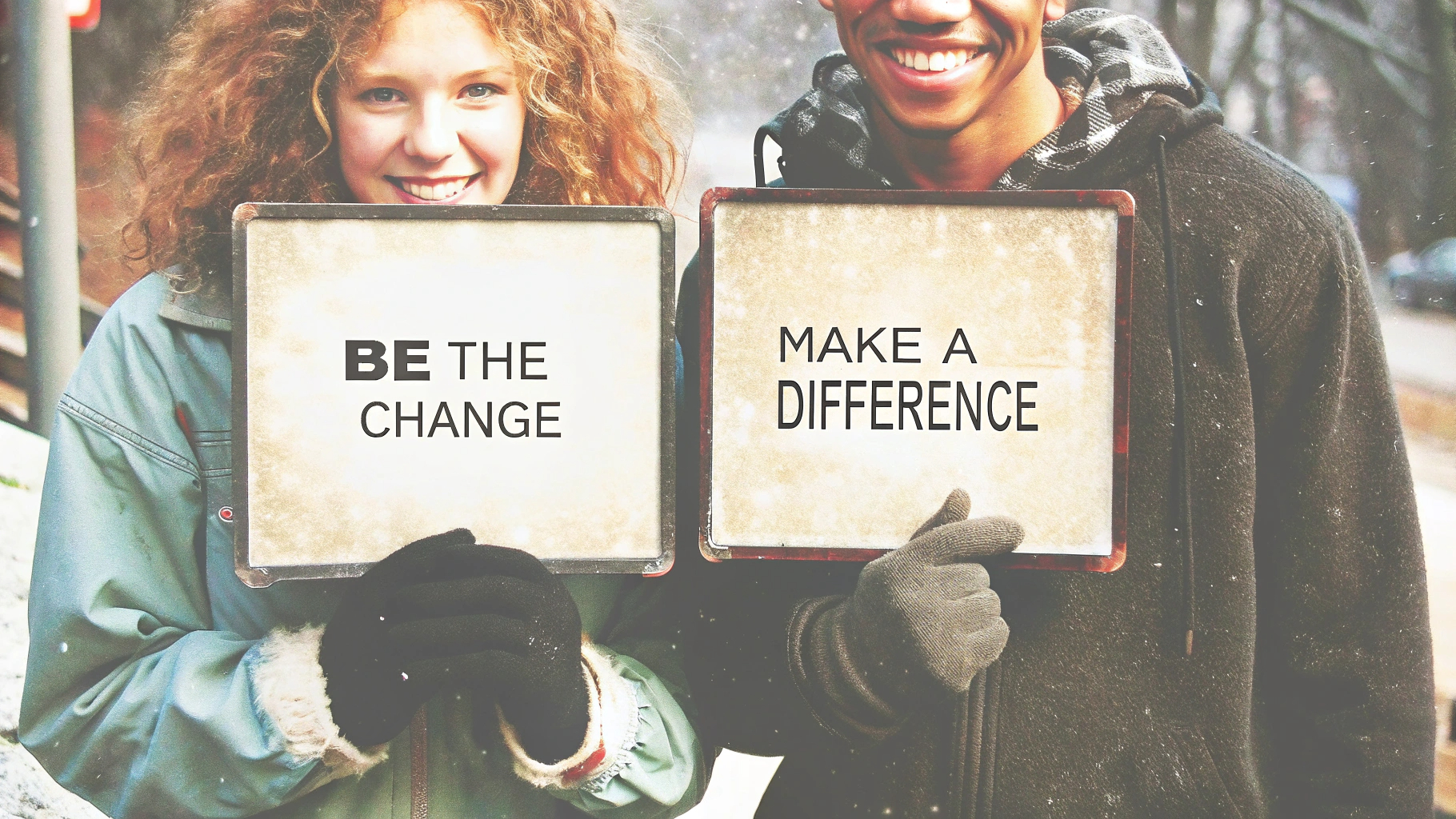 Be the change - Make a difference snowy day