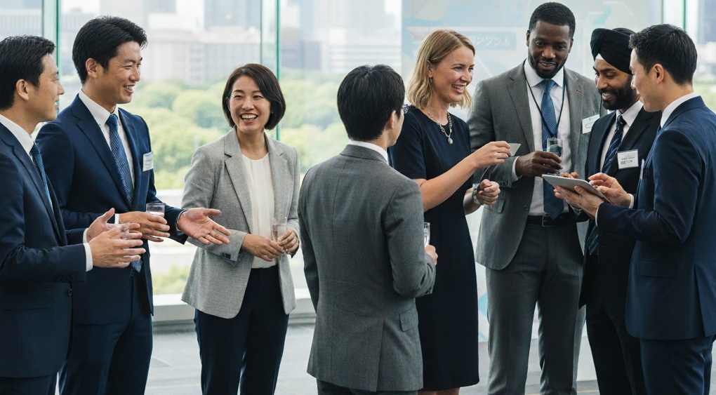 Cross-cultural business meeting in Japan