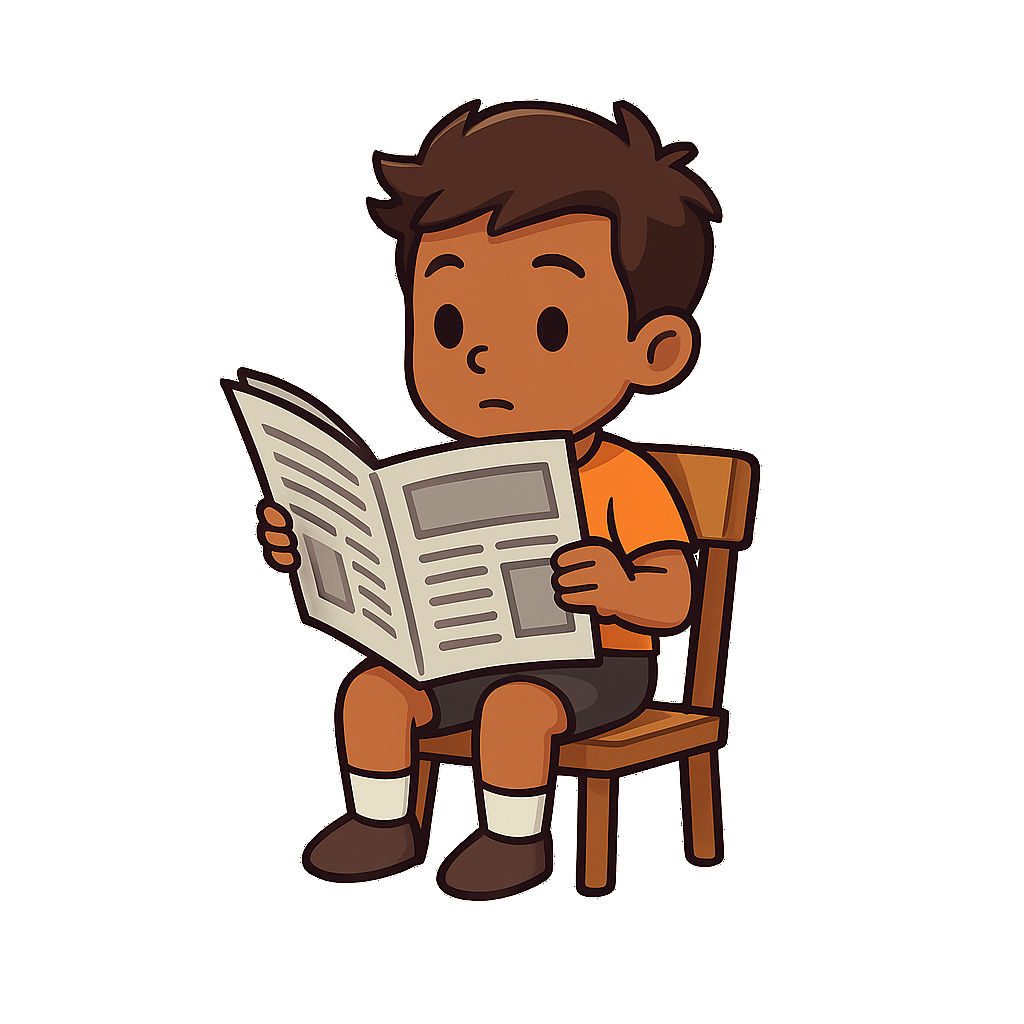 Kid reading newsletter