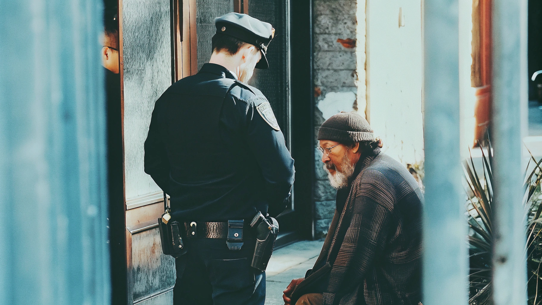 Officer speaking with elder