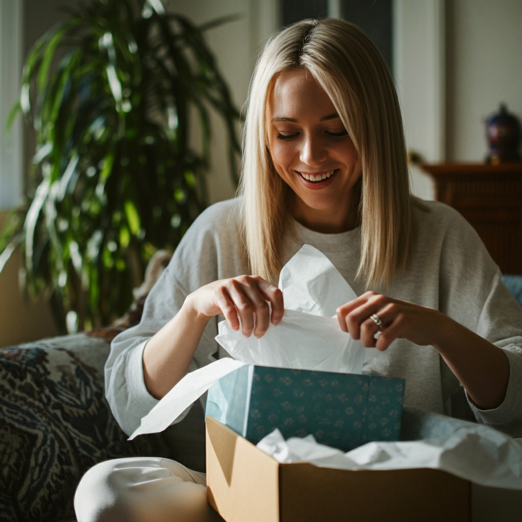 A thoughtful gift wrapped beautifully with a personalized note