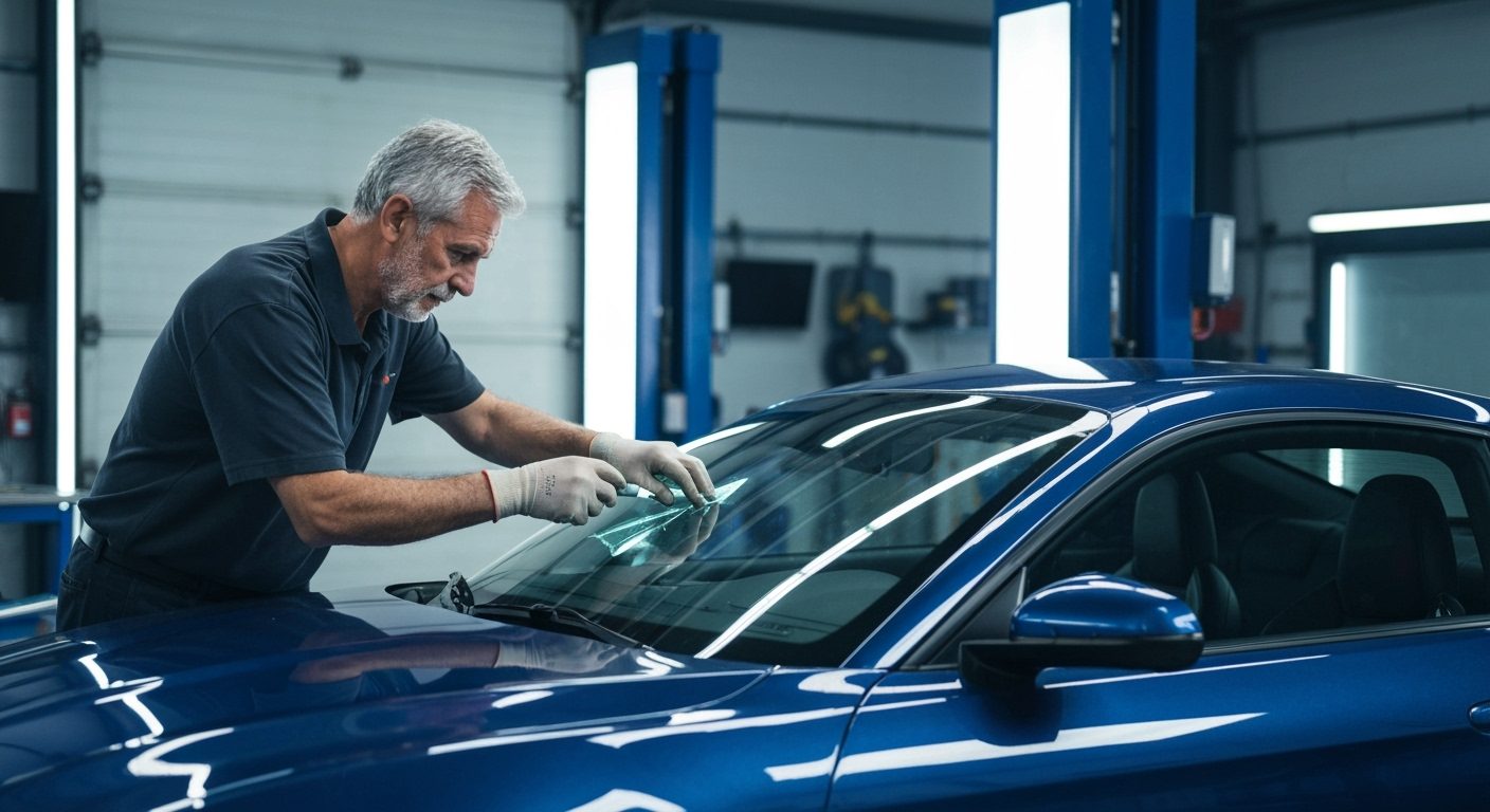 Professional automotive window tinting installation