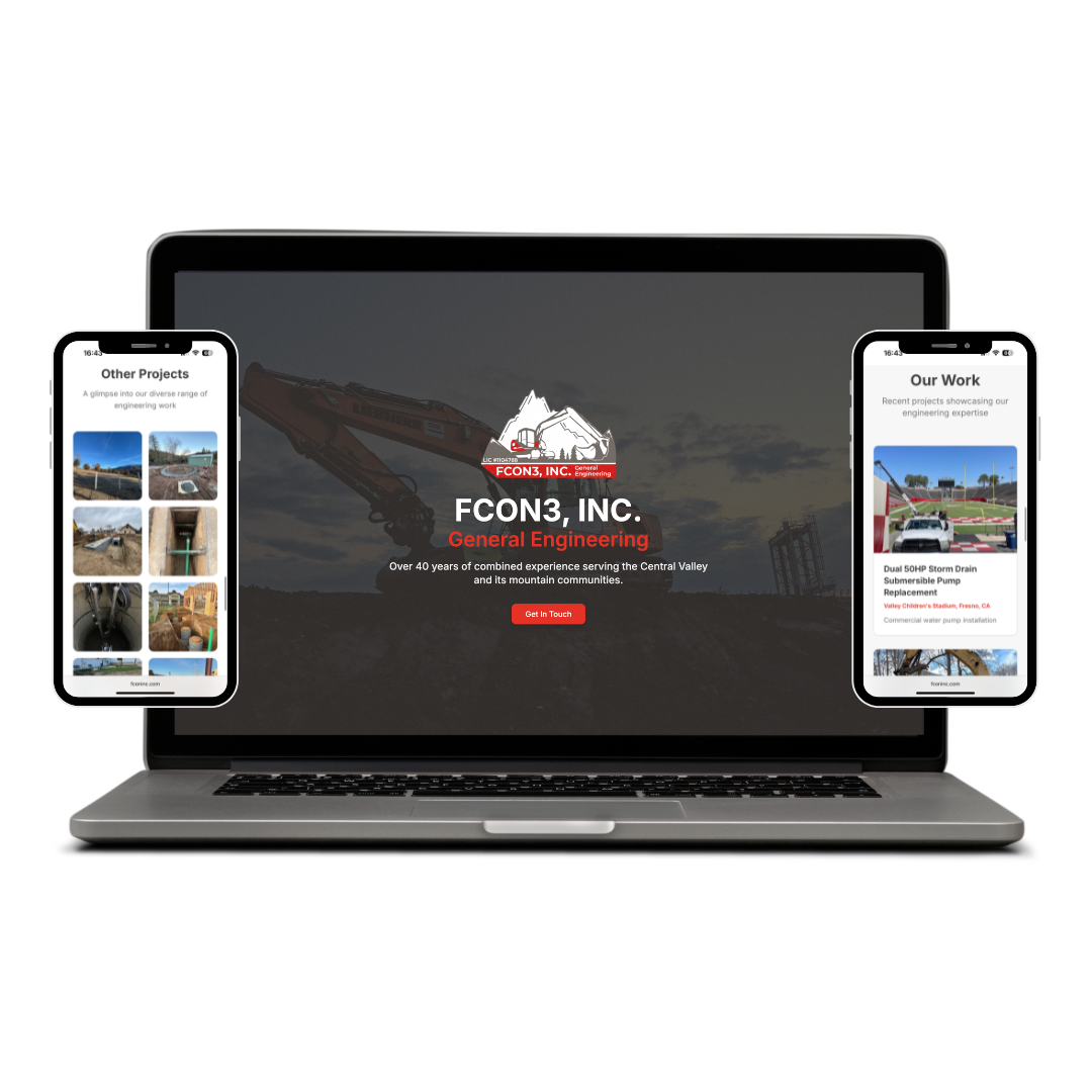Screenshot of the FCON3, Inc. project by Babbage LLC - a React, TypeScript, Tailwind CSS, Vite, Responsive Design solution