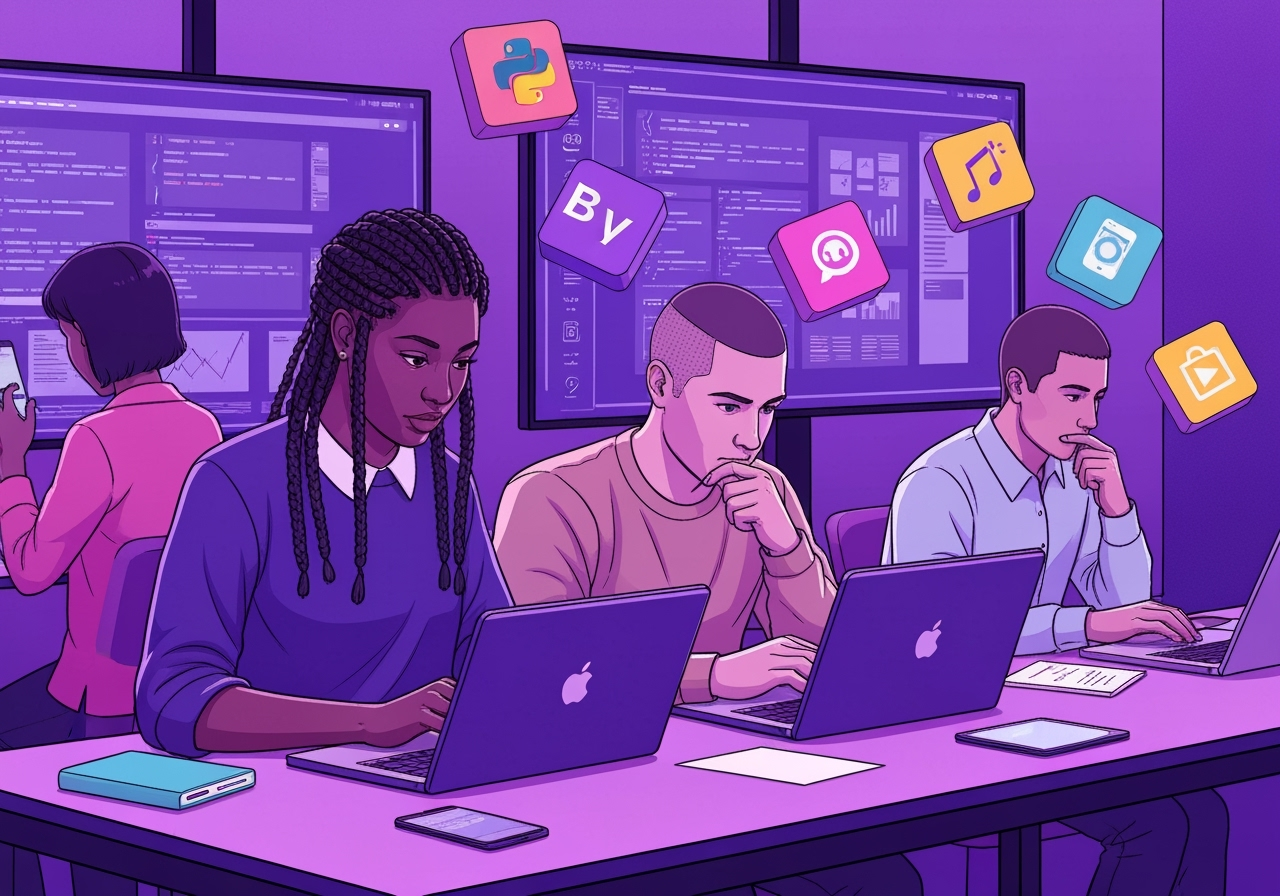 Students in internship program illustration