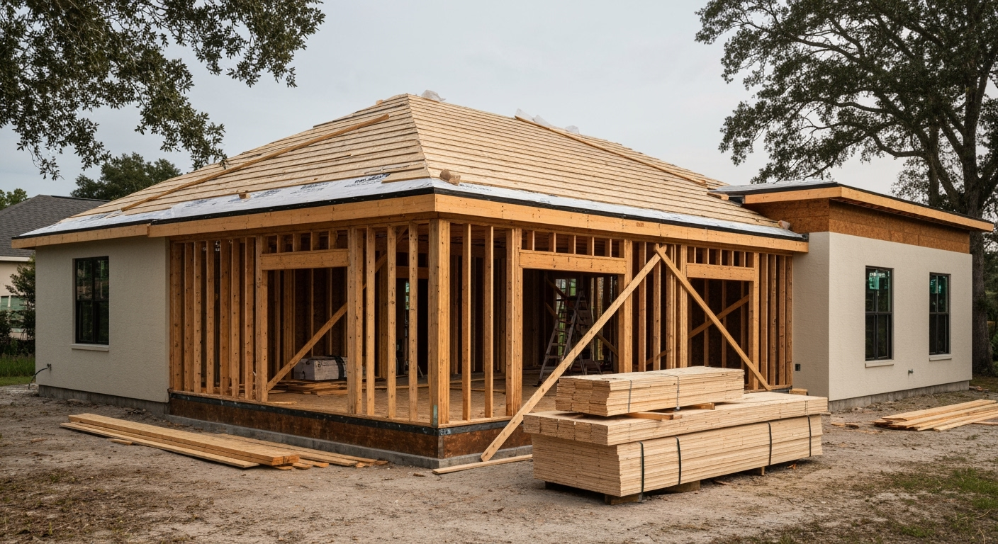 Home addition construction process in Longwood FL