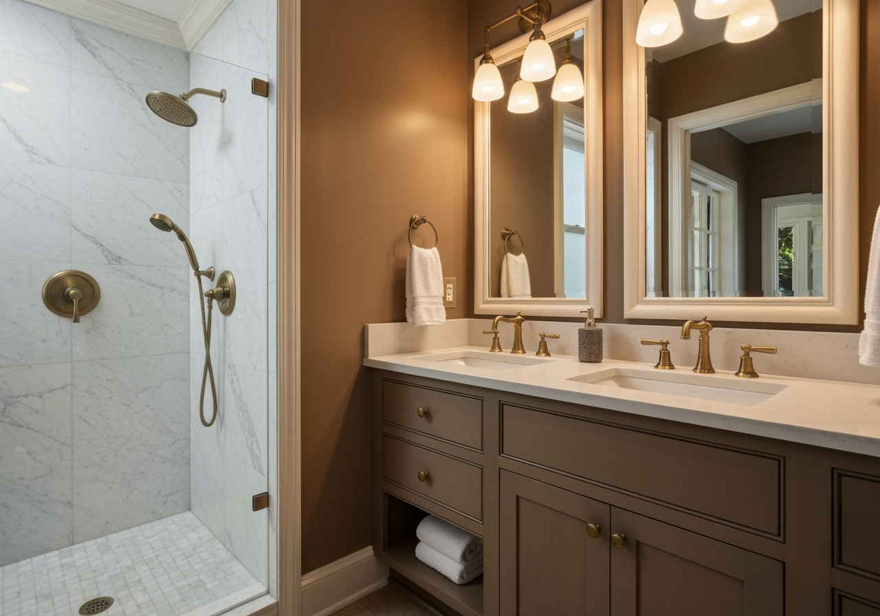 Professional interior photograph of luxury bathroom renovation in Winter Park FL