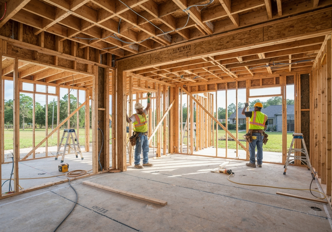 Home addition construction progress in Longwood FL
