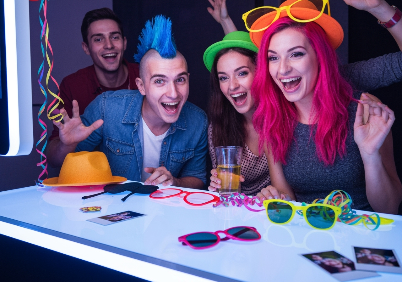 People enjoying photo booth experience