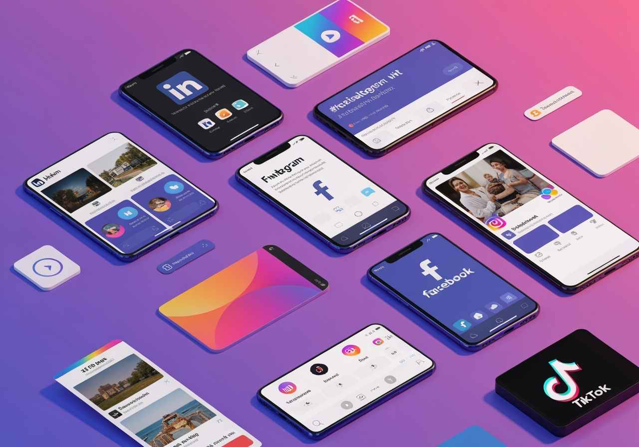 LinkedIn, Twitter, Instagram, Facebook, and TikTok social media platforms