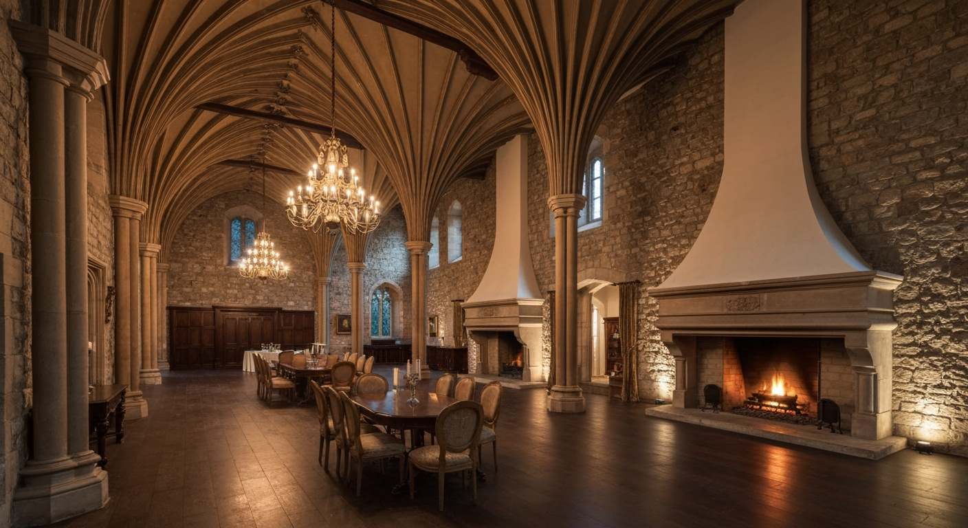 Luxurious castle great hall interior