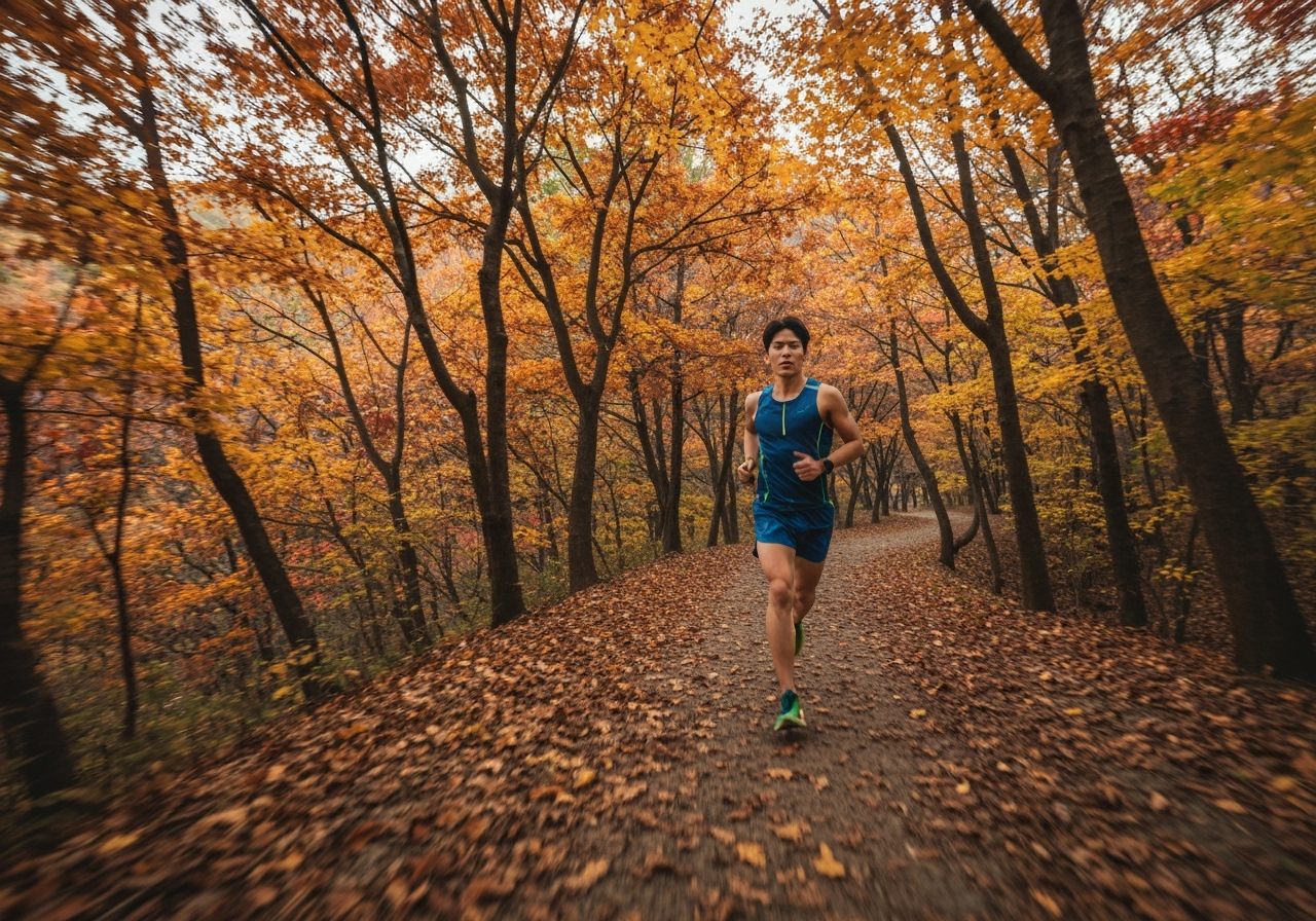 숲길을 달리는 솔로 러너