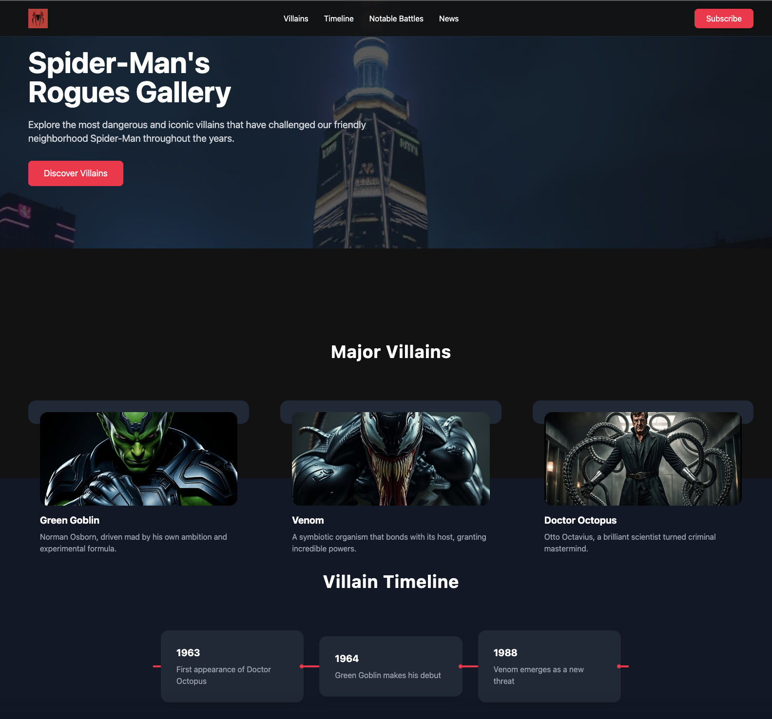 Spider-Man Homepage screenshot
