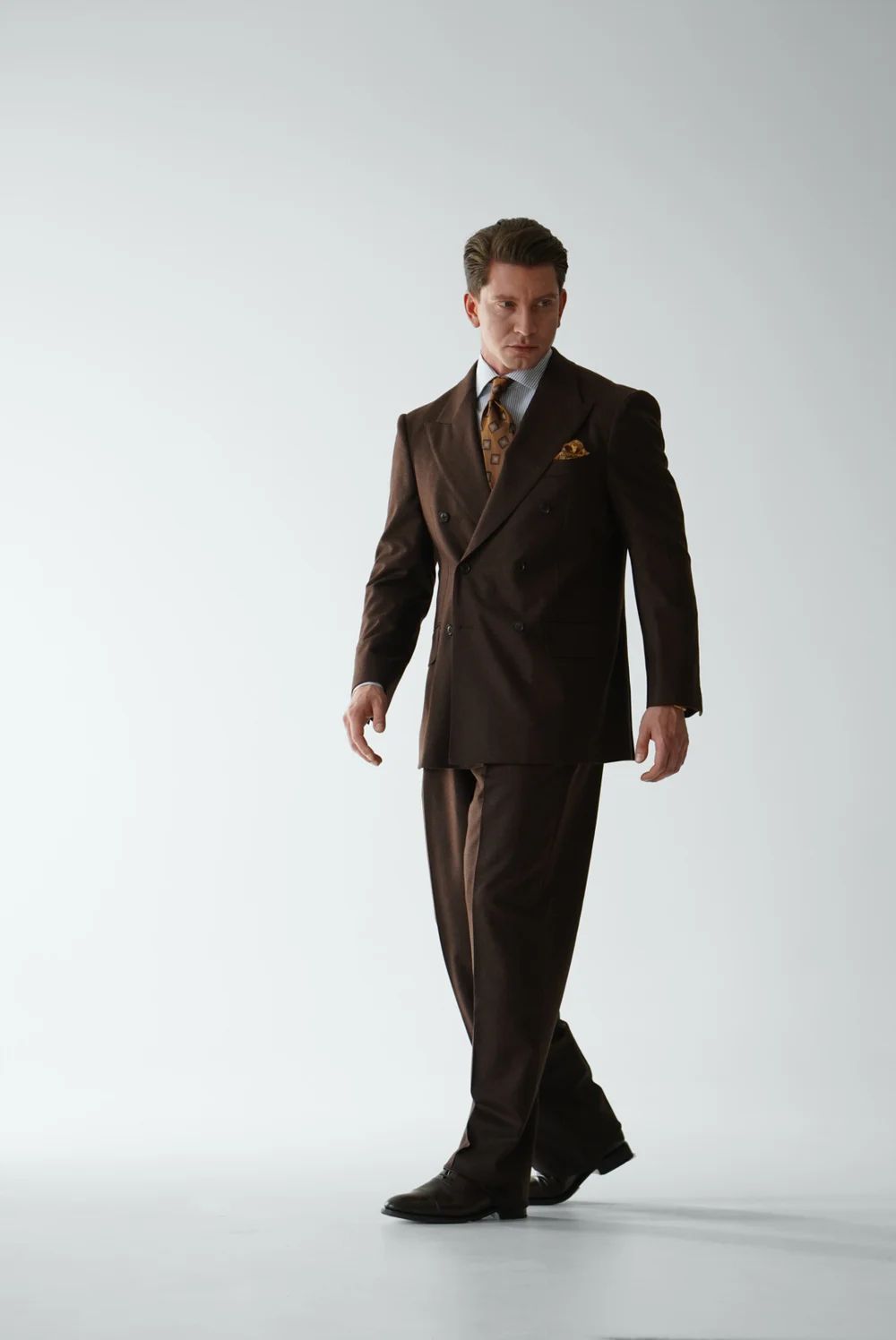 Brown double-breasted suit