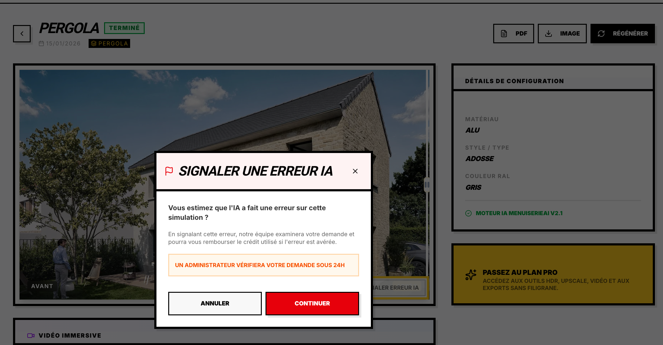 Fonctionnalité de signalement d'erreur IA