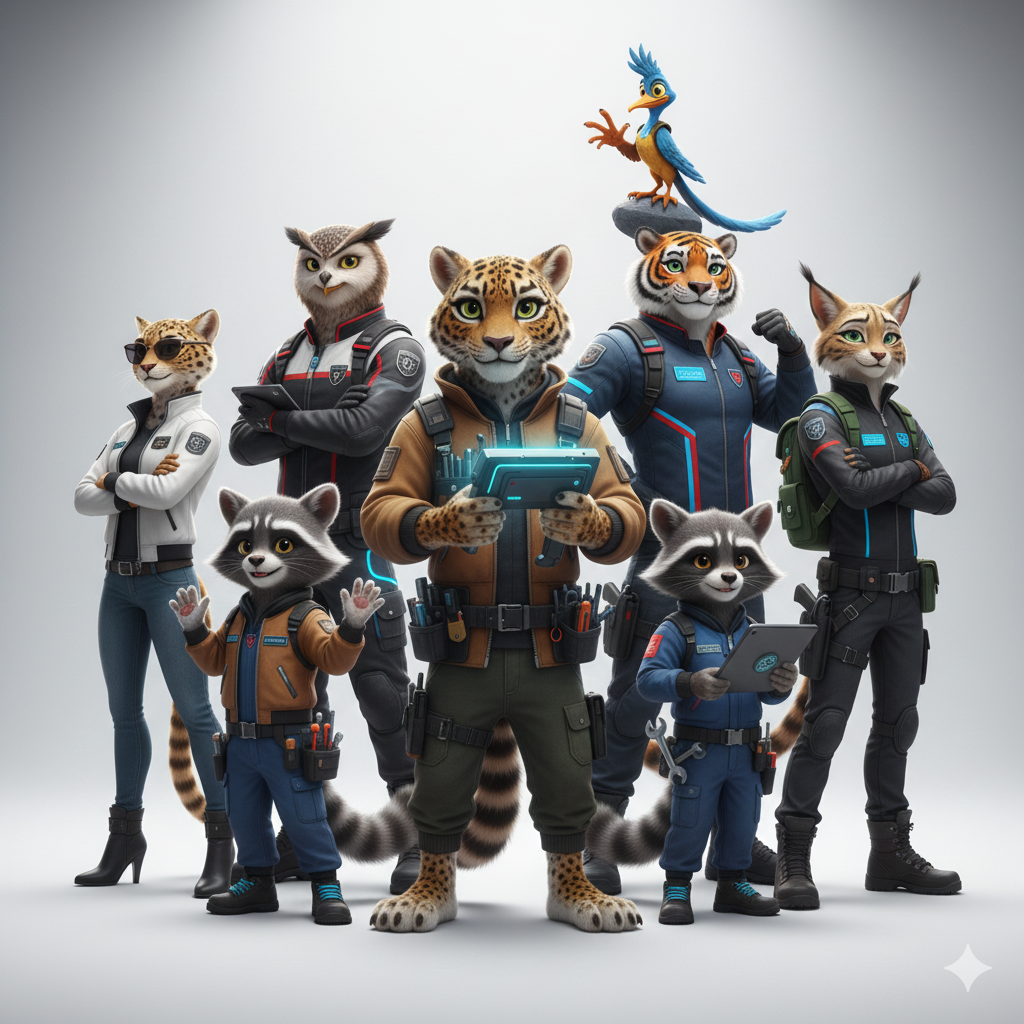 All Car Leopard Characters Together