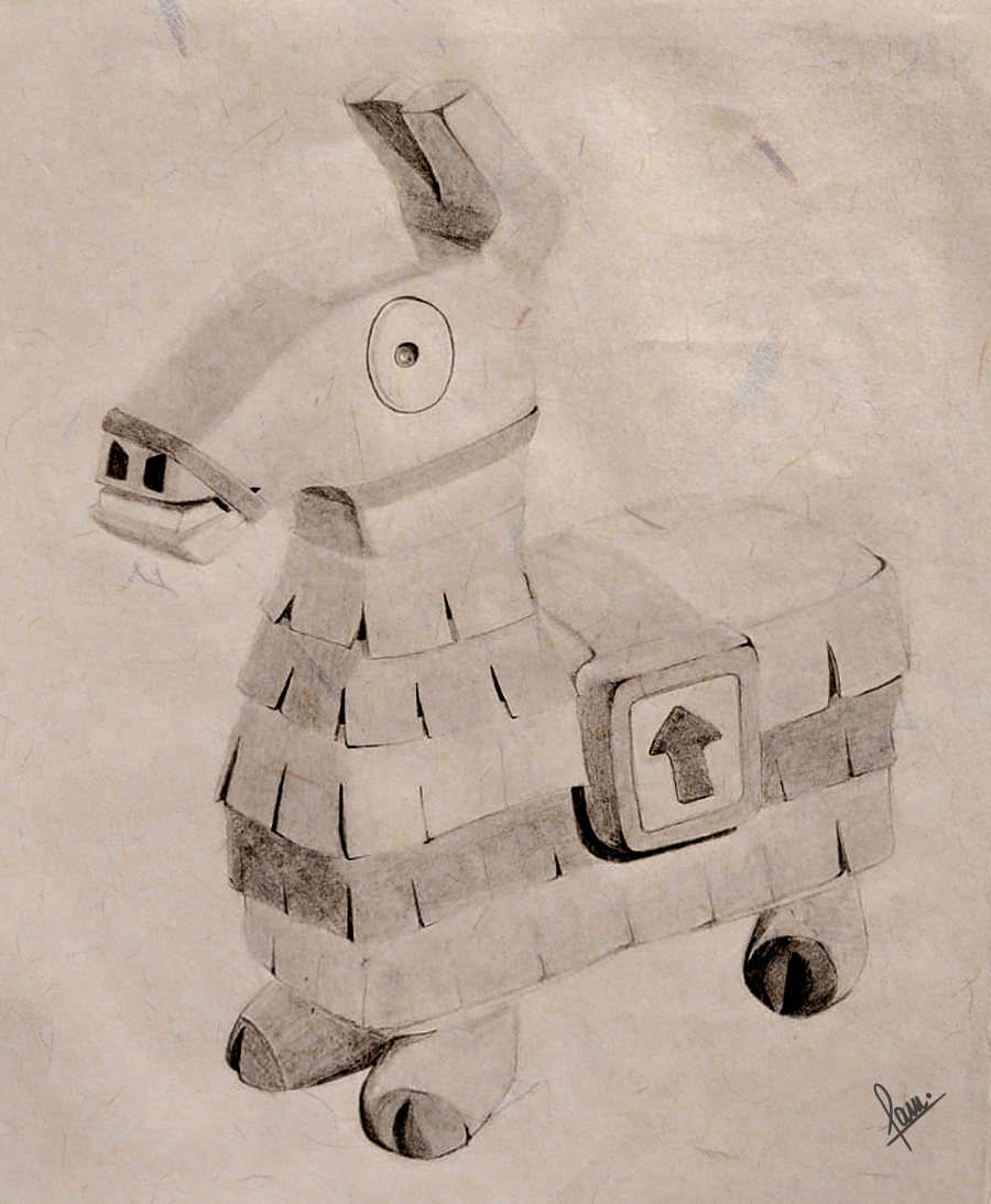 Rolling Llama — Graphite on Textured Paper