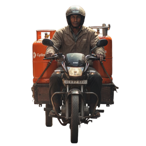 Delivery rider on motorcycle