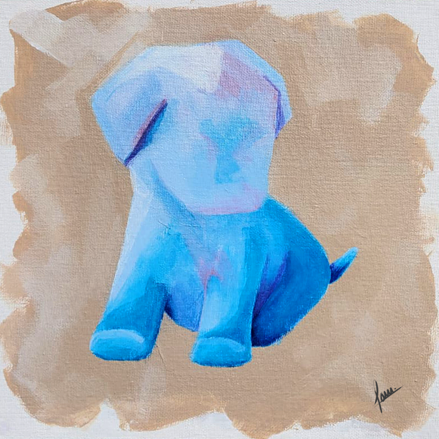 Blue Portrait — Acrylic on Textured Paper