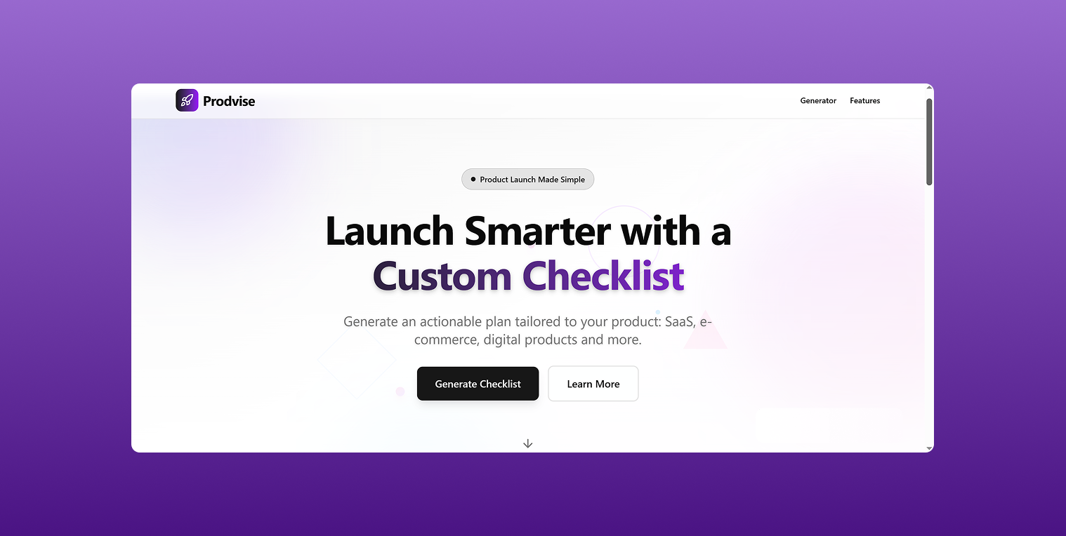 Prodvise: Product Launch Checklist Generator
