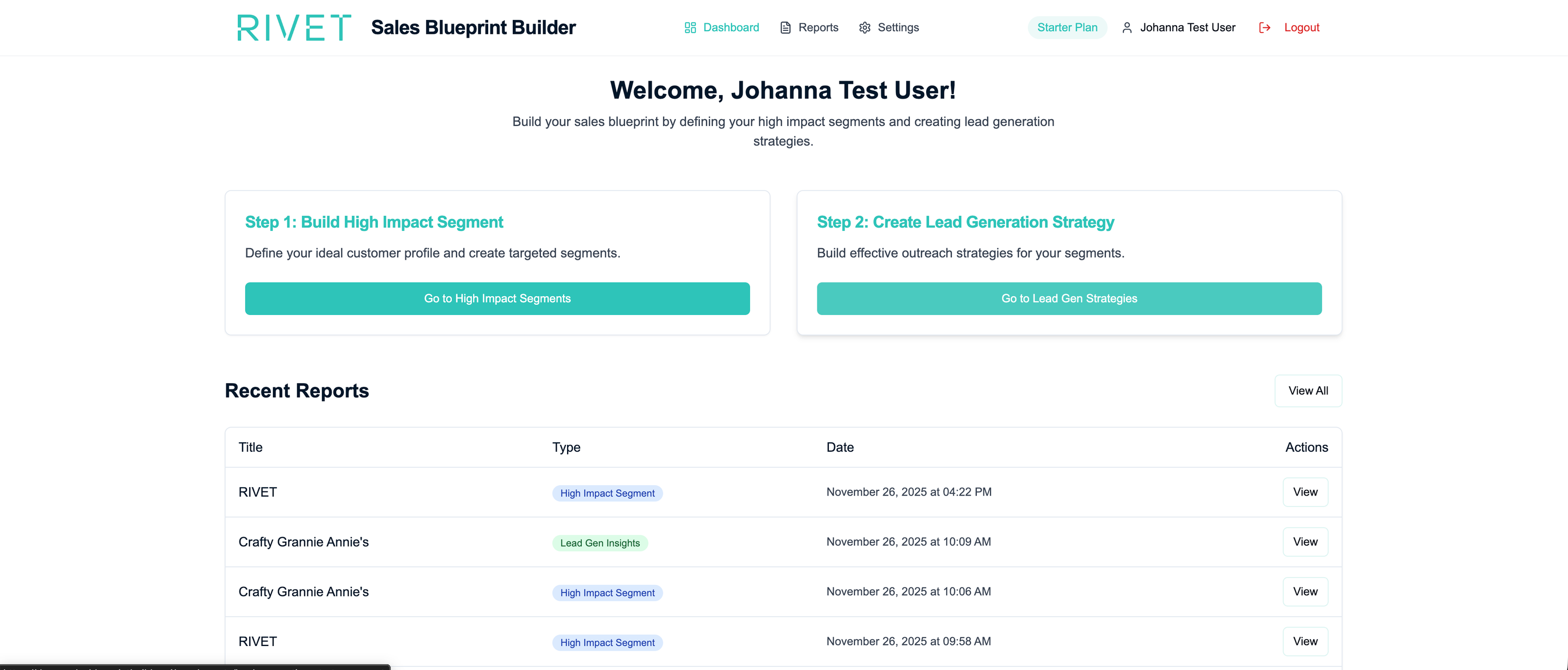 Rivet Sales Blueprint Builder