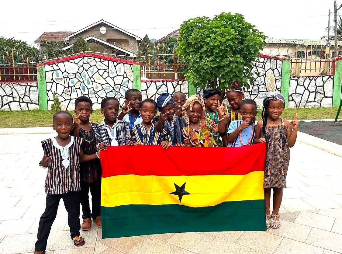 Deacons Academy Students with Ghana Flag