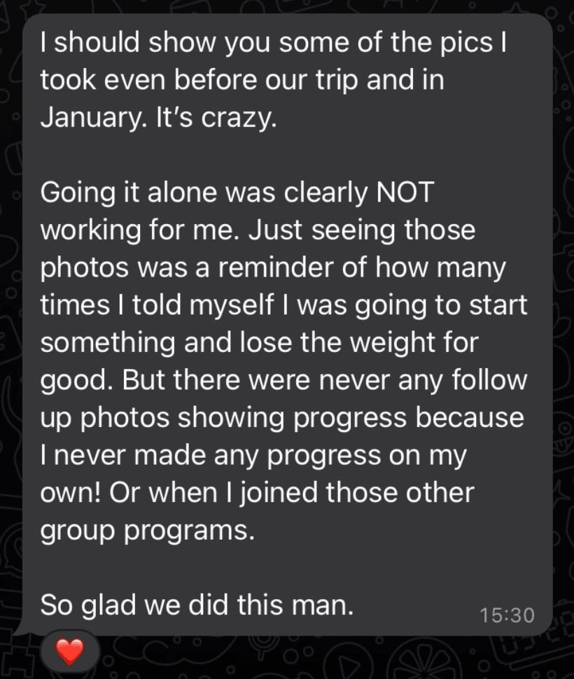 Client testimonial direct message 4