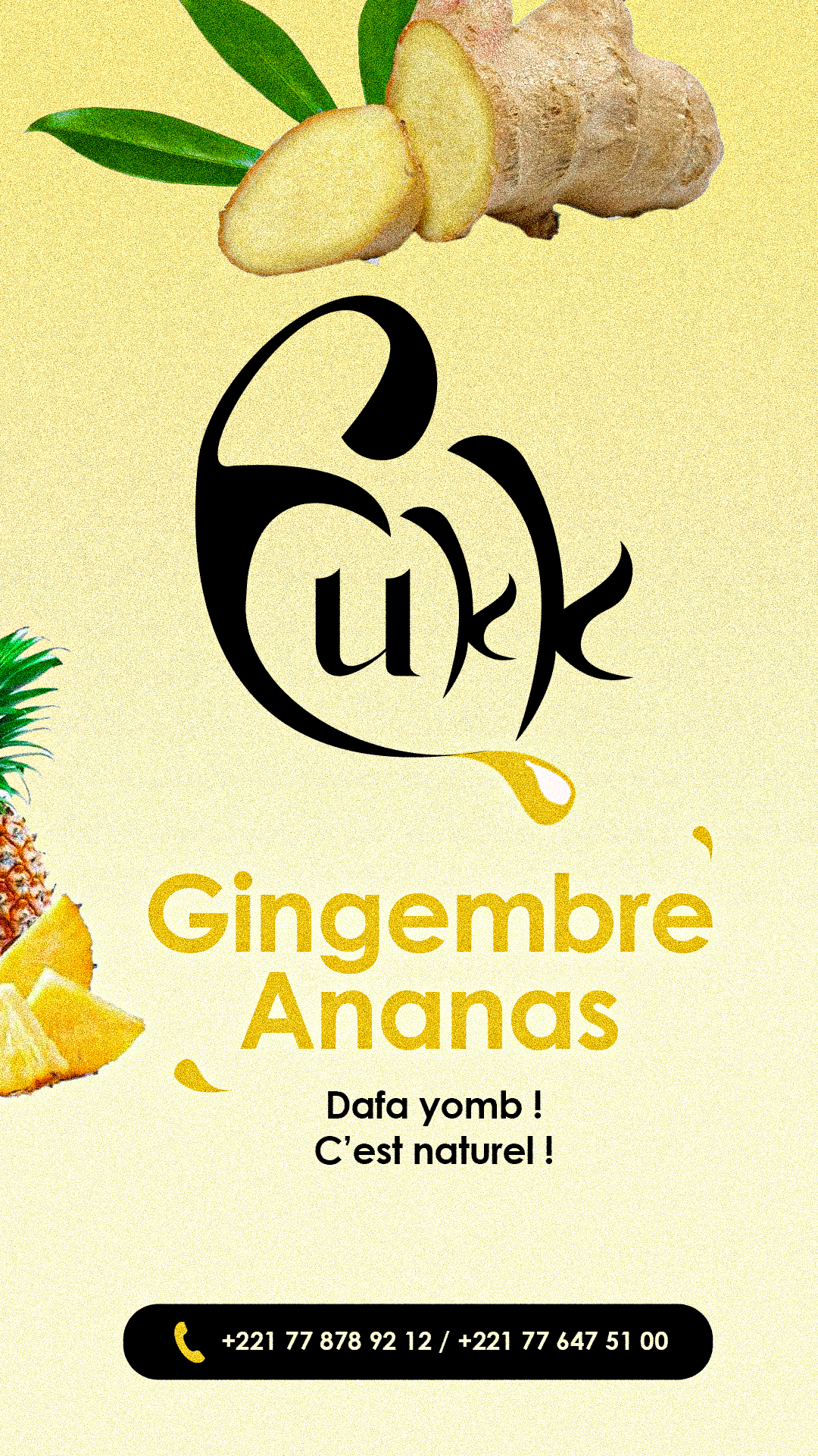 Bouteille de jus FUKK Juice saveur Gingembre Ananas - Pressé à froid