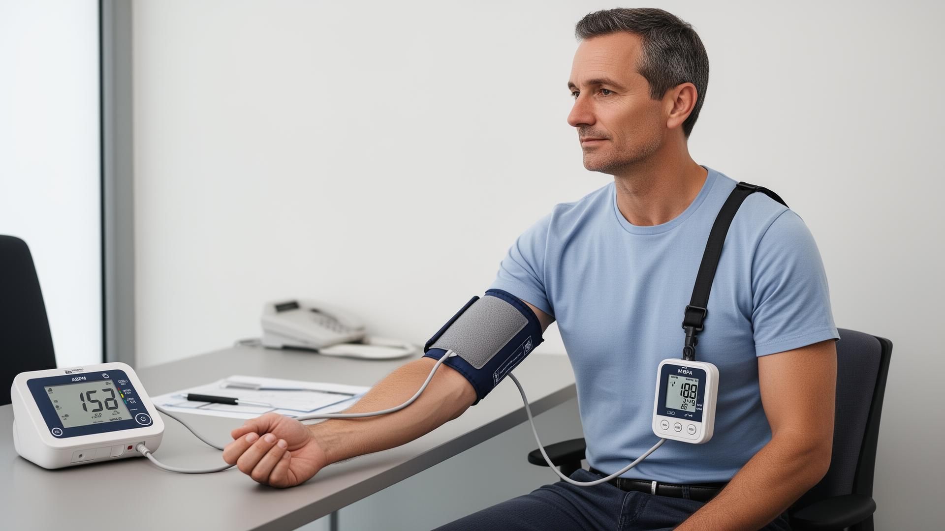 Paciente realizándose un estudio de MAPA 24 horas