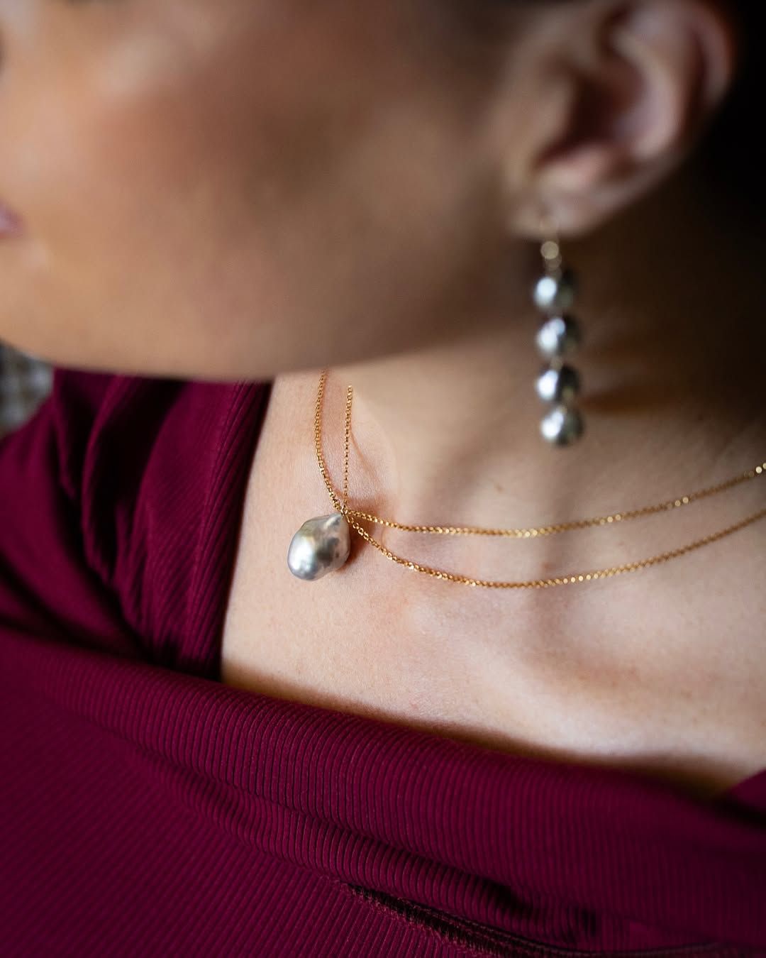 Bracelet perles Keshi close-up