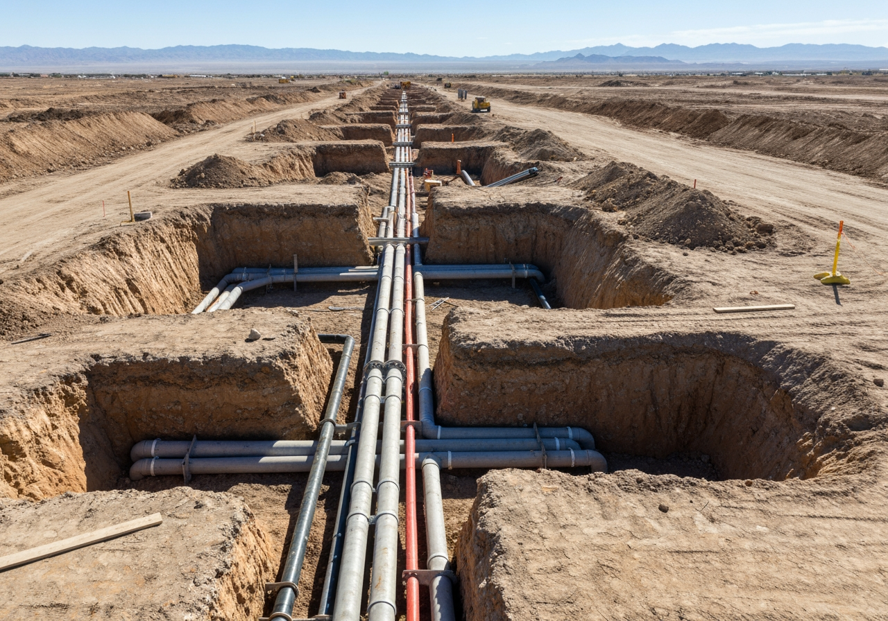 Underground utilities construction