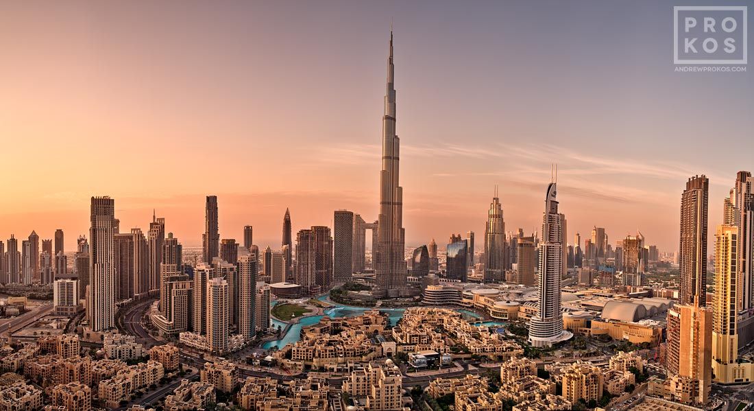 Panoramic view of Dubai skyline at sunset - Nordic in Dubai headquarters location